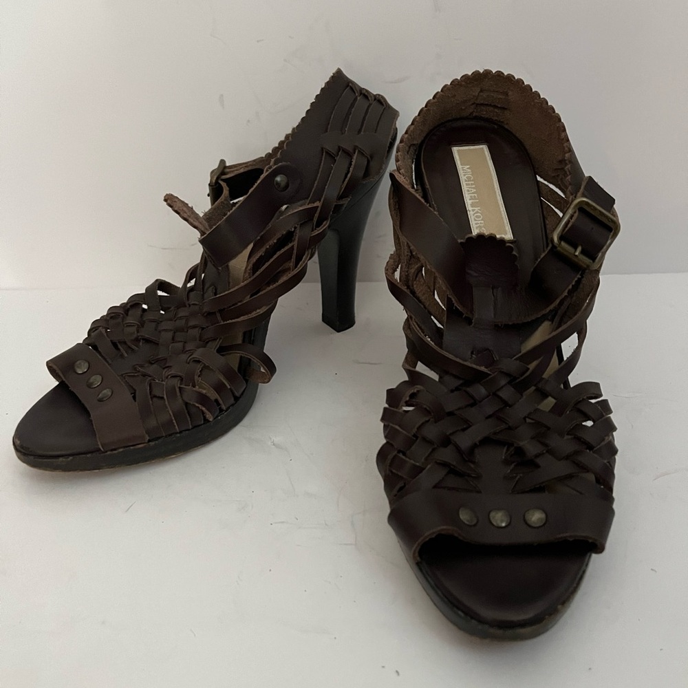 Michael Kors Brown Woven Learning Sandal